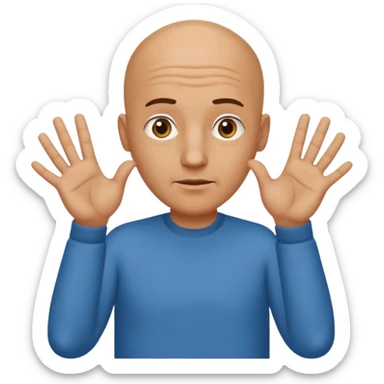 Bald head man with the 2 hands saying idk sticker