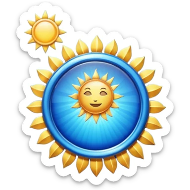 Verified badge with the body of a Sun ☀️ make the color blue and make sure they is no cartoon in it sticker