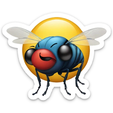 Fly kiss with smiley face emoji sticker