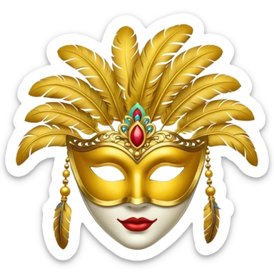 carnival mask in yellow sticker