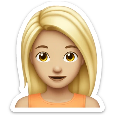 blonde girl with peach sticker