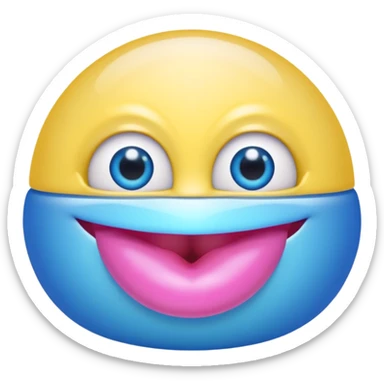 A translucent blue half-sphere with pink lips and two yellow eyes and 8 toes around the bottom sticker