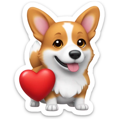 Corgi hugging heart sticker