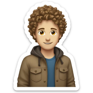 White boy withWhite boy with curly brown hair pulling blonde and brown eyes sticker