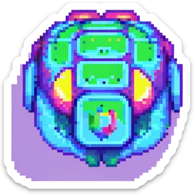 Discord logo with a pixelated, blocky Geometry Dash aesthetic, bright neon colors, energetic digital vibe sticker