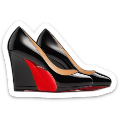 CHRISTIAN LOUBOUTIN UNE PLUME BLK PATENT WEDGE heel sticker