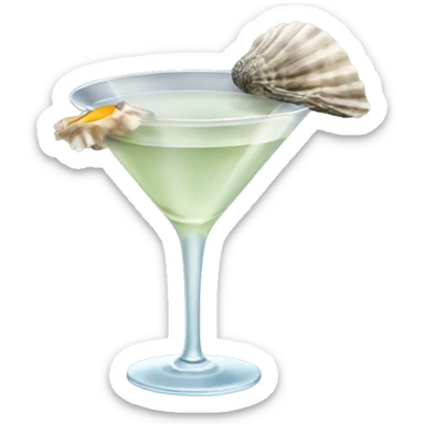 Martini with an oyster garnish sticker