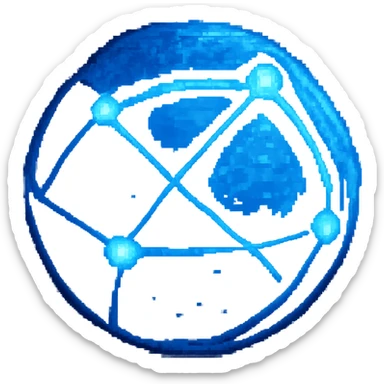 Edit this 3D pixel art style globe icon by removing the terrain and transforming it into a network connected icon with lines and nodes. Keep the 3D pixel art style and maintain a transparent background. sticker
