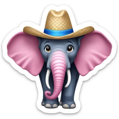 Elefante rosa con sombrero azul sticker