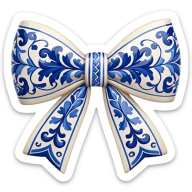 Bow with blue deruta pattern sticker