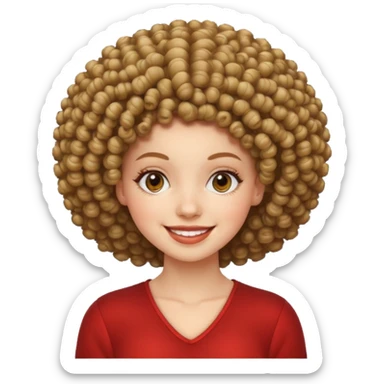 white girl with curly afro sticker