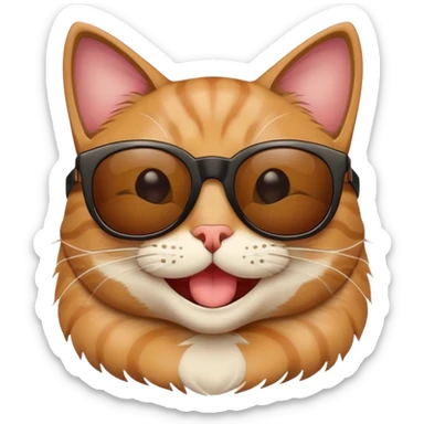 Cat with sunglasses laugh sticker