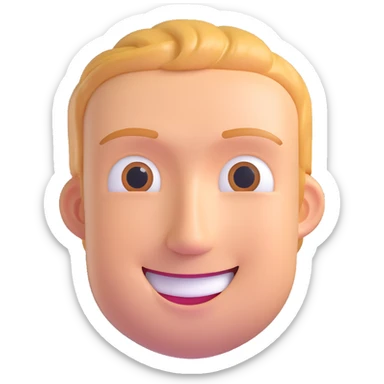 Mark Zuckerberg, 3D emoji style, smiling, neutral background sticker