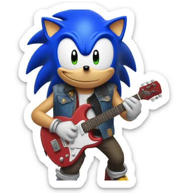 Sonic with guitar sticker