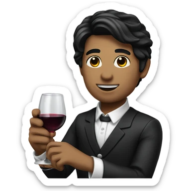 "A waiter carrying a wine glass." black hair white skin






 sticker