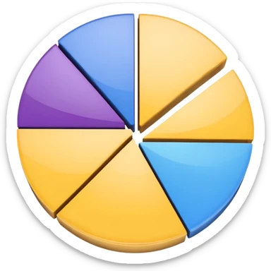 A pie chart with purple, yellow and blue colors only sticker