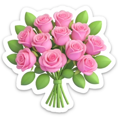 pink rose flower bouquet sticker