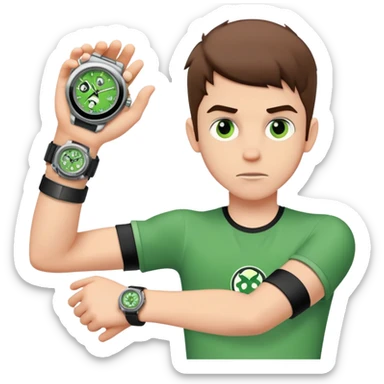 a ben 10 watch on a white boy sticker