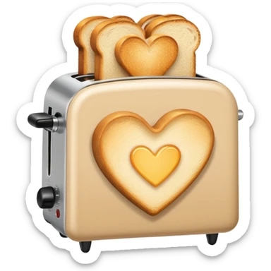 Light Beige heart toaster with toast  sticker