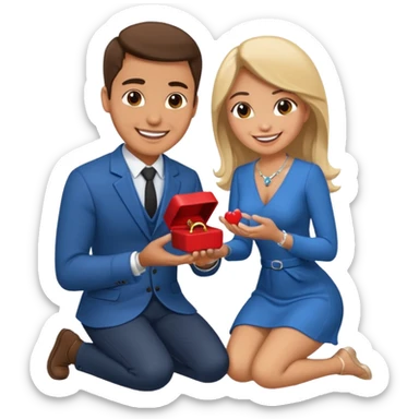 Man getting proposed to by woman on knees sticker