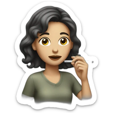 A girl smoke a cigarette sticker