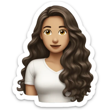 Brunette, long wavy hair, girl emotions sticker