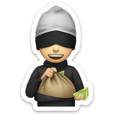A robber with A bag with money sticker
