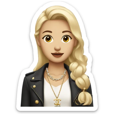 Blonde Asian girl with Chanel bag and necklace sticker