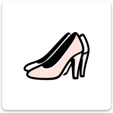 high-heeled pumps in pastel colors dd9fb0, ffc6d3, a3bfc9, c4bee2, f1b091, hand-drawn doodle style sticker
