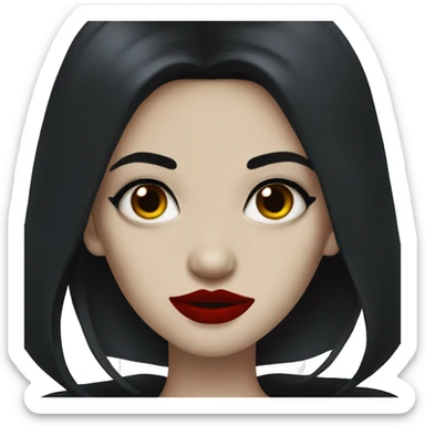 vampire girl red lips black hair sticker