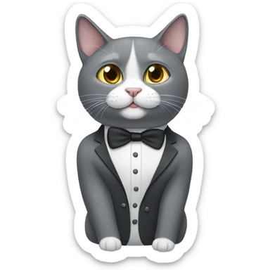 Grey tuxedo cat with white mustache  sticker