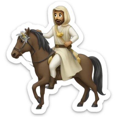 saudi man with a sword on a horse sticker