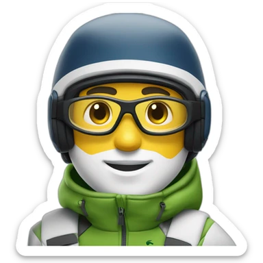 Un garçon blanc qui porte das lunettes de ski, il a les cheveux noirs et un survetement de lacoste sticker