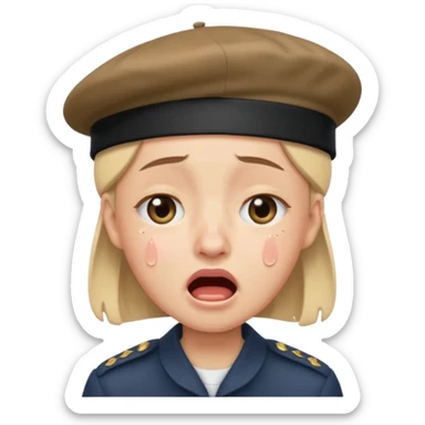 loudly crying face with beret sticker