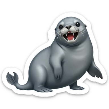 scary grey sea lion full body sticker