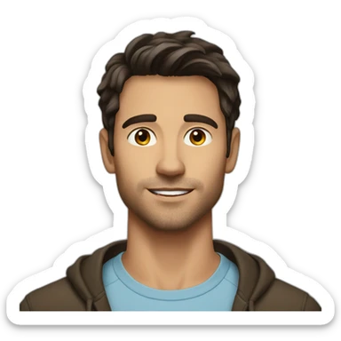 Handsome 30 year old man with dark brown hair sticker