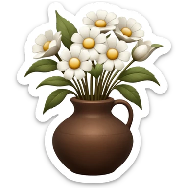 White flowers Cotton in a brown vase sticker
