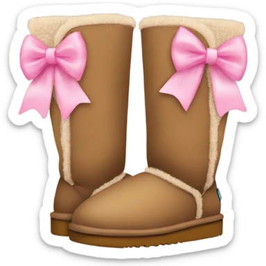 Uggs with a light brown and with pink bows sticker