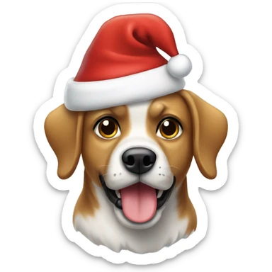 Dog wearing a Santa hat  sticker