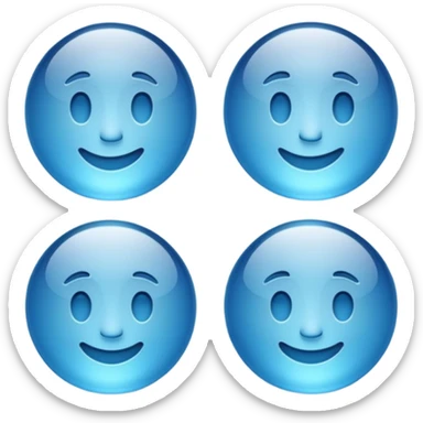 Make a standard set of emoji (all) in the style of glass from Apple, volumetric with a 3D effect and a transparency effect, and a small one with a blue gradient or light blue sticker