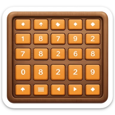 long rectangle wooden keypad with a small screen sticker