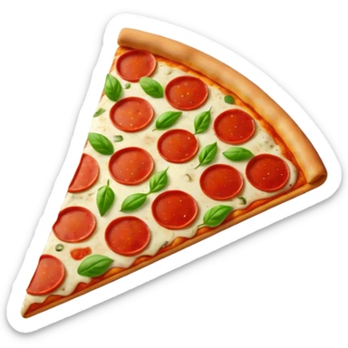 Italian cuisine HUMANLESS avatar in bright emoji-style illustration. Pizza slice or pasta, red green colors, simple shapes, flat design, cheerful and expressive. sticker