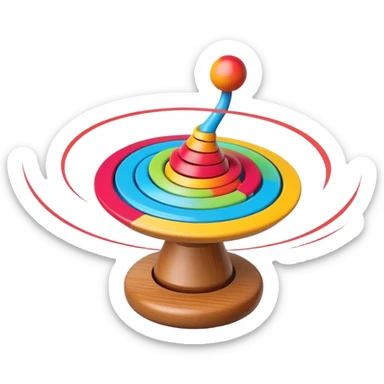 spinning top toy with swirling motion lines, fun and dynamic sticker