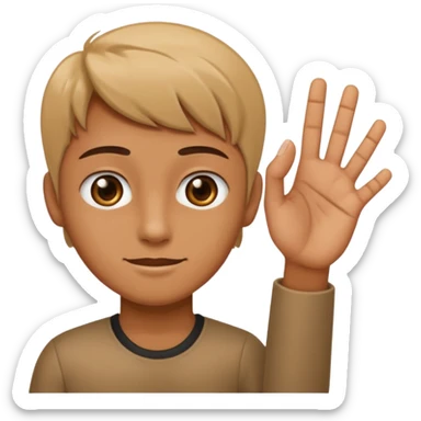 Someone putting up their hand at there help on the left hand put a 6 and the right hand put 7 sticker