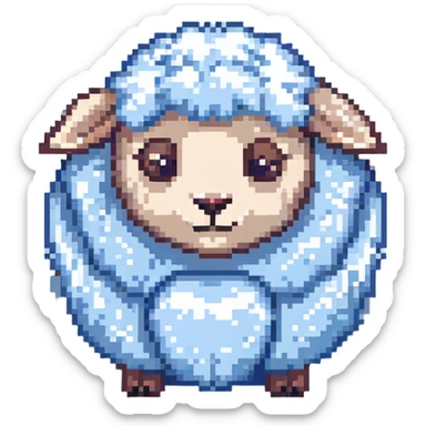 dreamy pastel blue sheep with fluffy wool and sleepy expression, like from a dream sticker