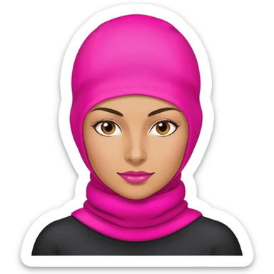 confident woman hustler wearing a bright pink balaclava, business entrepreneur, ambitious sticker