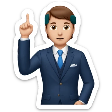 mach mir einen Trader der an der Börse arbeitet der so mit dem Finger nach oben zeigt. Mit braunen haaren sticker