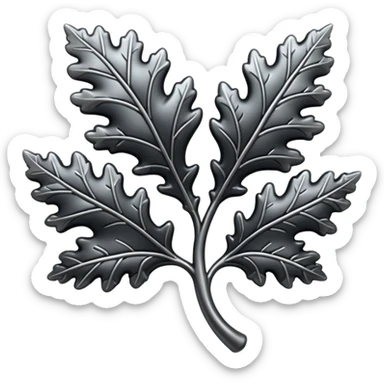 Black and silver filigree Oak leaf, 3D, extremely detailed design sticker
