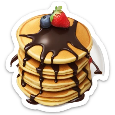 Pancake with chocolate syrup and fruits sticker