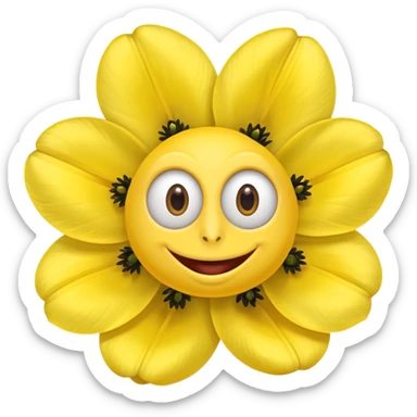 five leaved yellow anemone eyes mouth sticker